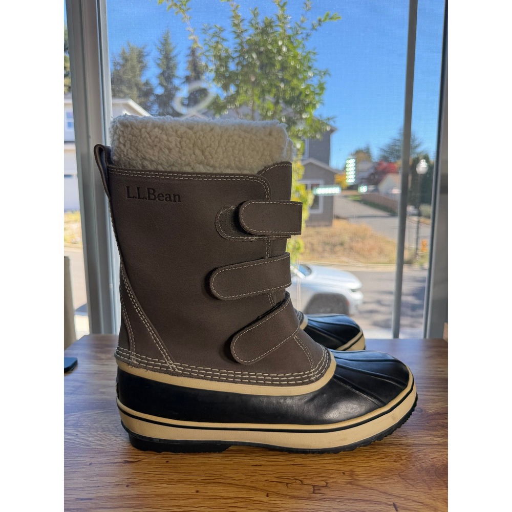 LL Bean Men's Snow Duck Boots Size 10 Medium Taupe Black Hook Loop